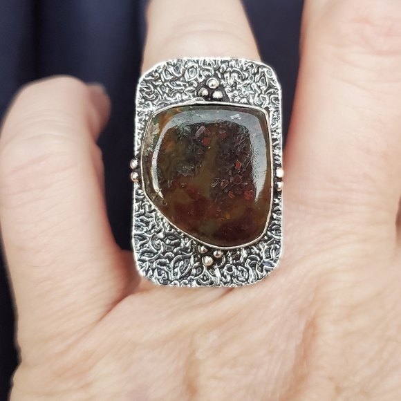 New Bloodstone 925 Silver Ring. - Picture 9 of 15